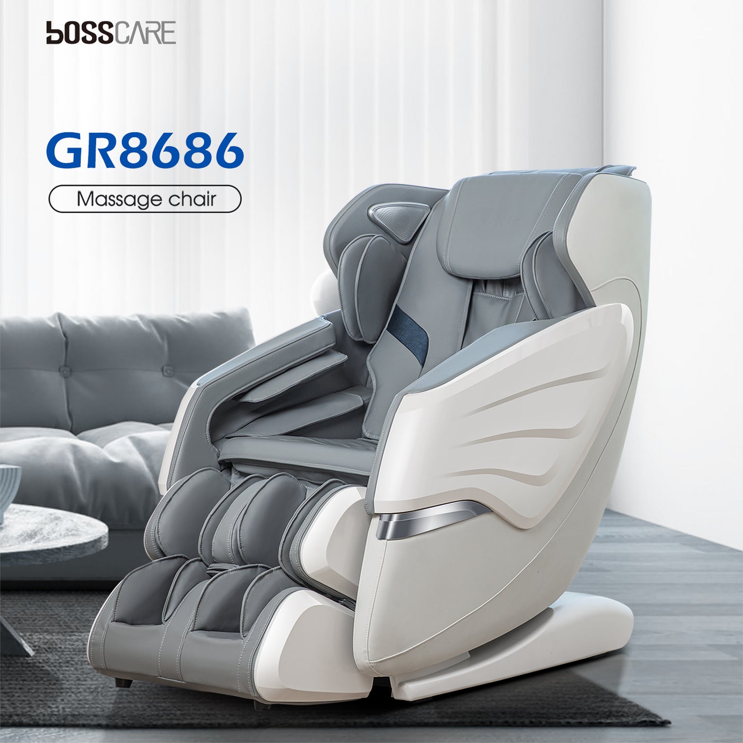 BOSSCARE 2023 Brand New Massage Chairs with AI Voice, App Control SL Track Zero Gravity Full Body Massage Recliner Gray
