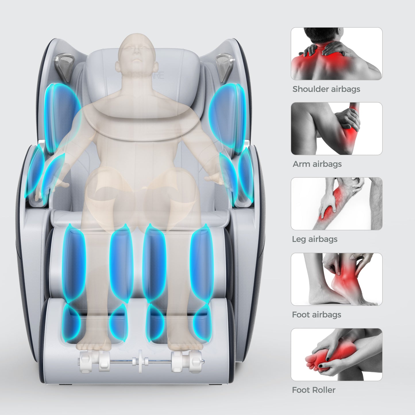 BOSSCARE 3D Full Body Massage Chair SL Track Zero Gravity Shiatsu With Bluetooth And Heating, Black