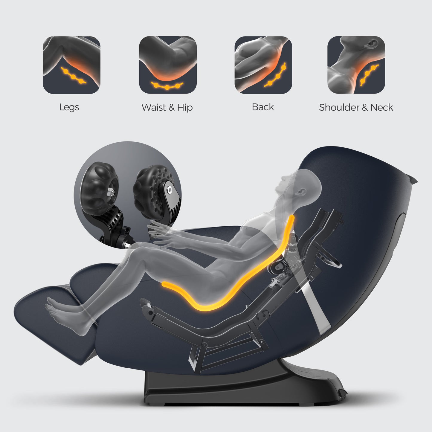 BOSSCARE 3D Full Body Massage Chair SL Track Zero Gravity Shiatsu With Bluetooth And Heating, Black