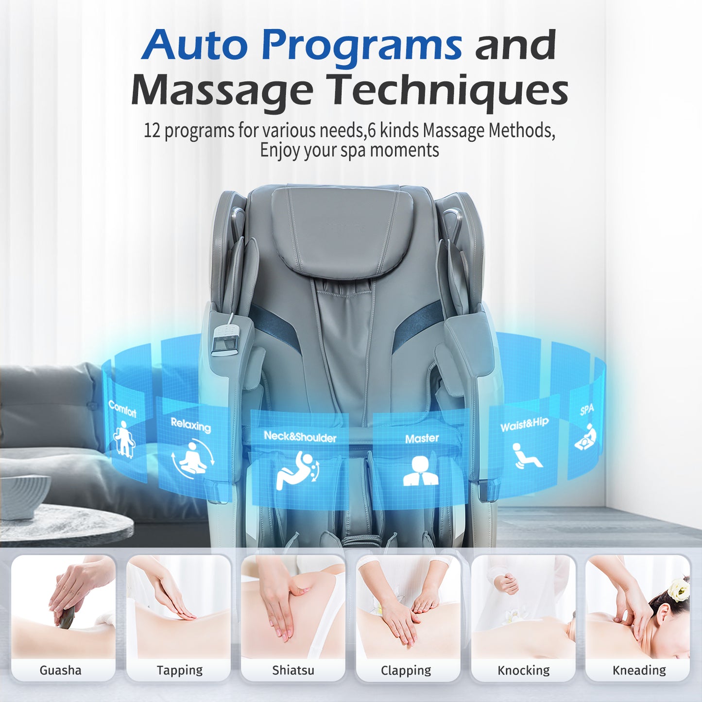 BOSSCARE 2023 Brand New Massage Chairs with AI Voice, App Control SL Track Zero Gravity Full Body Massage Recliner Gray