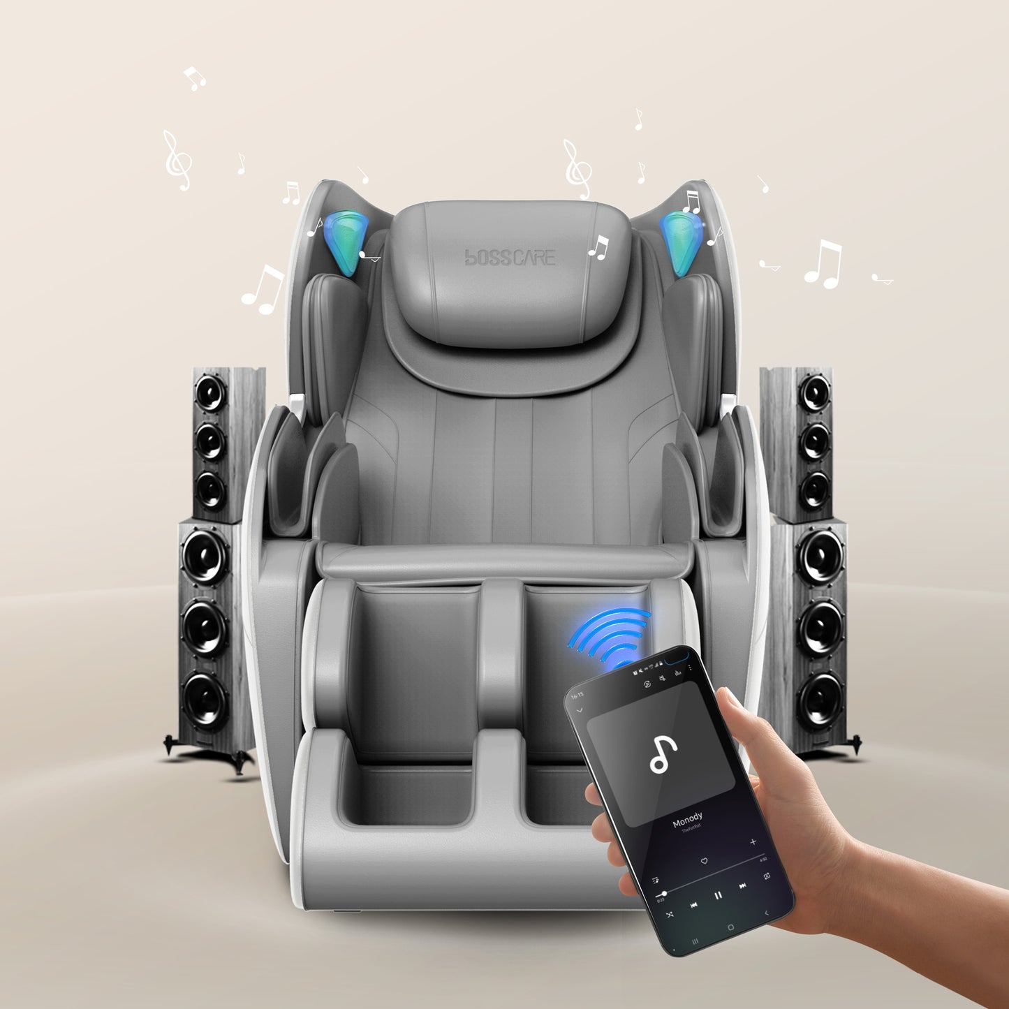 BOSSCARE 3D Full Body Massage Chair SL Track Zero Gravity Shiatsu With Bluetooth And Heating, Black