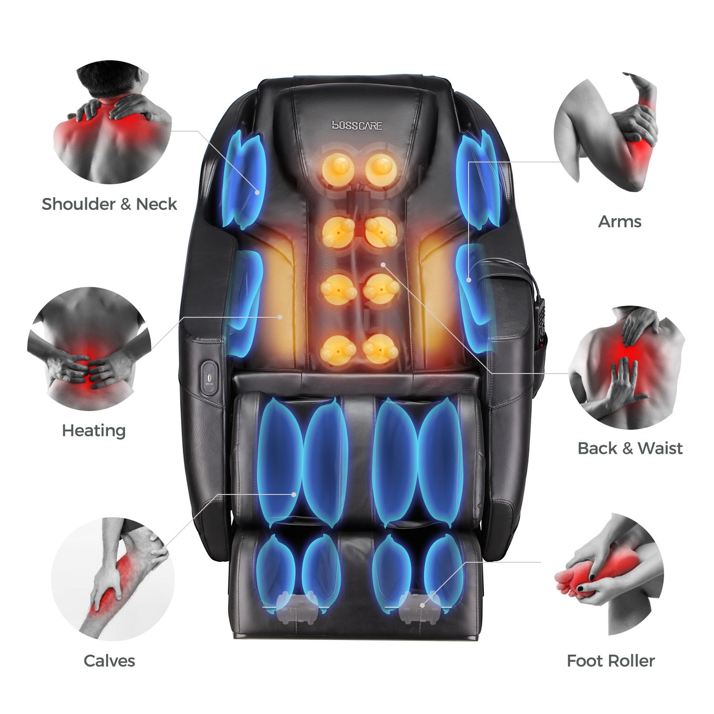 BOSSCARE Massage Chair Recliner with Zero Gravity Full Body Airbag Massage