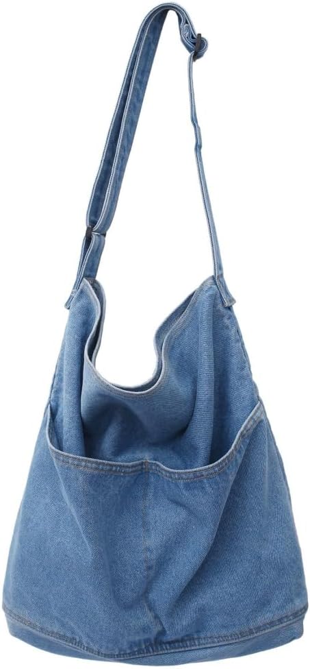 Leaper Women's Hobo Handbags Denim Shoulder Bag Lightweight Retro Travel Crossbody Handbag for Women