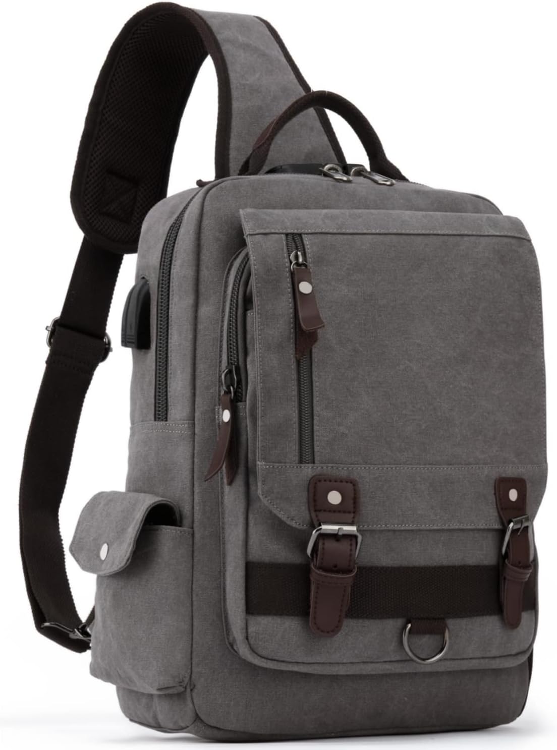 Leaper Canvas Messenger Bag Sling Bag Cross Body Bag Shoulder Bag Black, L