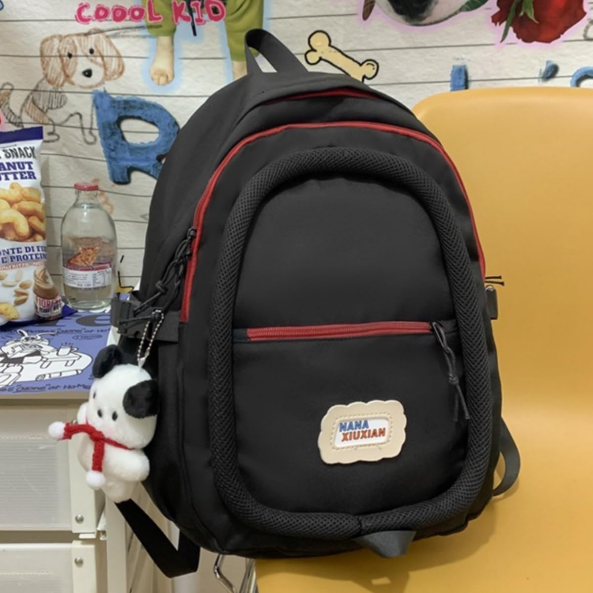 Leaper Water-resistant Laptop Backpacks Lightweight Shoulder Backpack Cute Travel Satchel Black