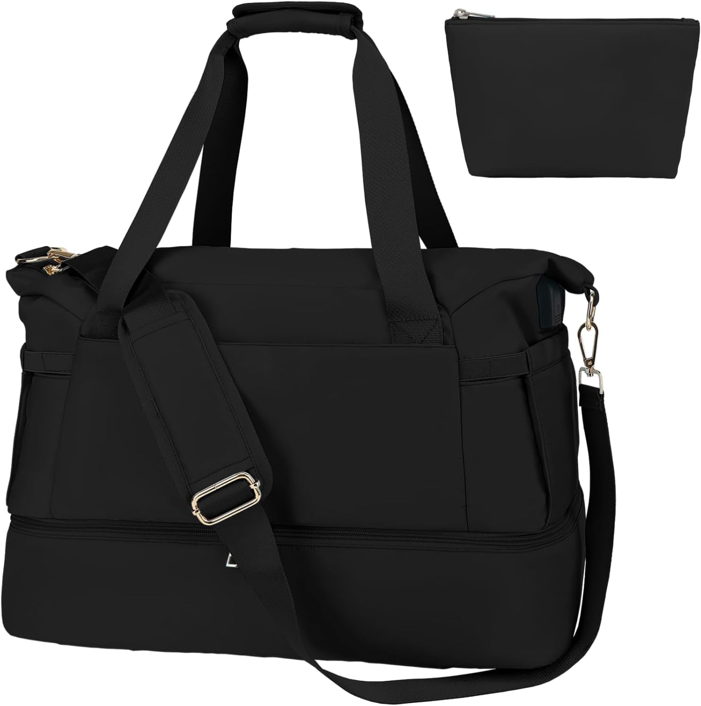 Leaper Sports Duffel Bag with USB Charging Port, Travel Duffle Bag Weekender Overnight Bag, Gym Bag for Women with Wet Pocket and Shoes Compartment, Yoga Crossbody Bag Handbag Beige