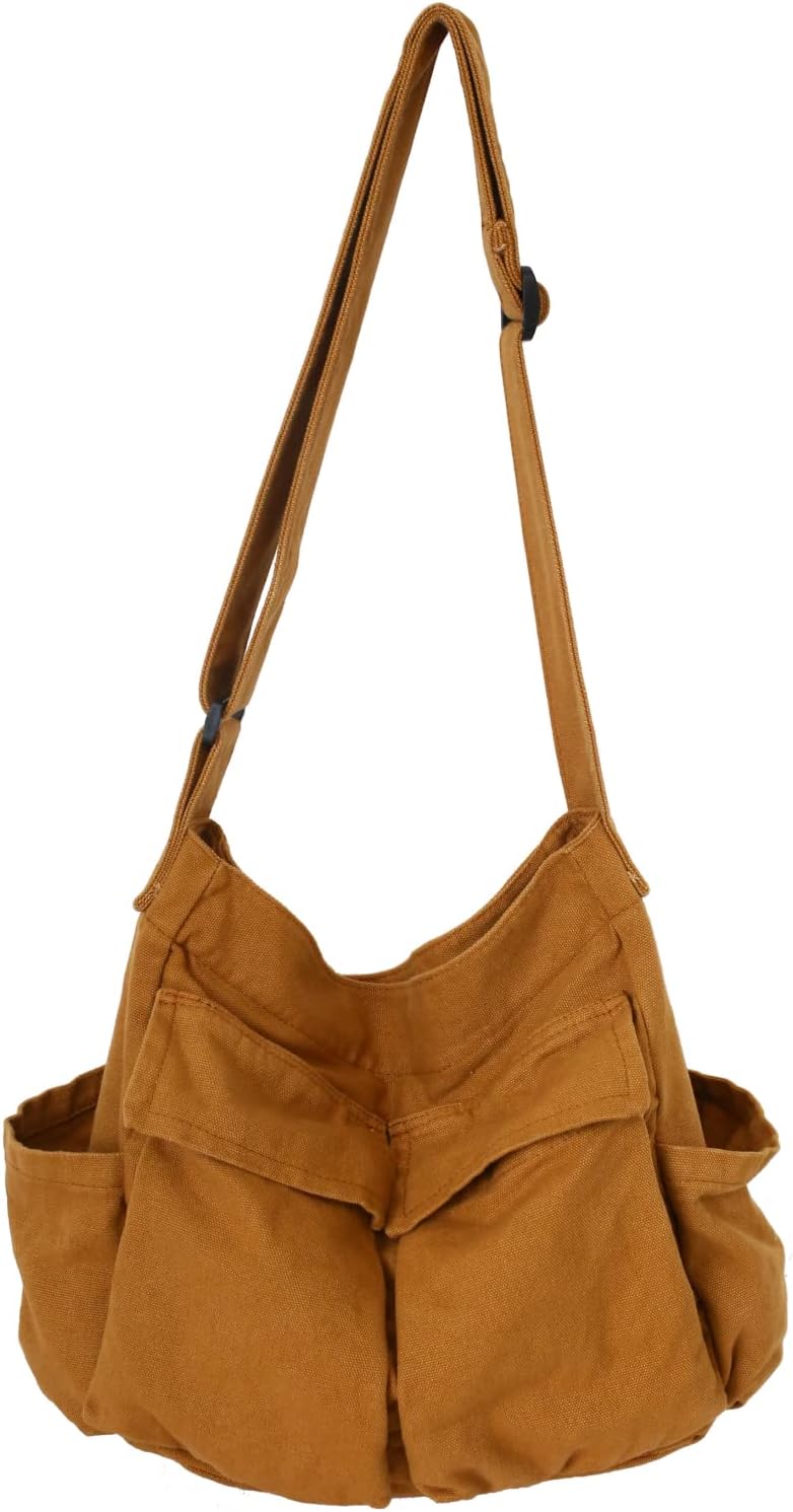Leaper Canvas Hobo Crossbody Handbag for Women and Men Shoulder Bag Casual Tote Bag