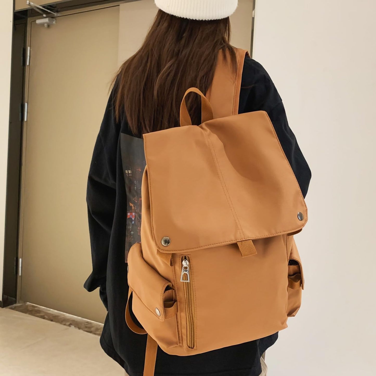 Leaper Vintage Canvas Leather Travel Rucksack Military Backpack Hiking Daypack