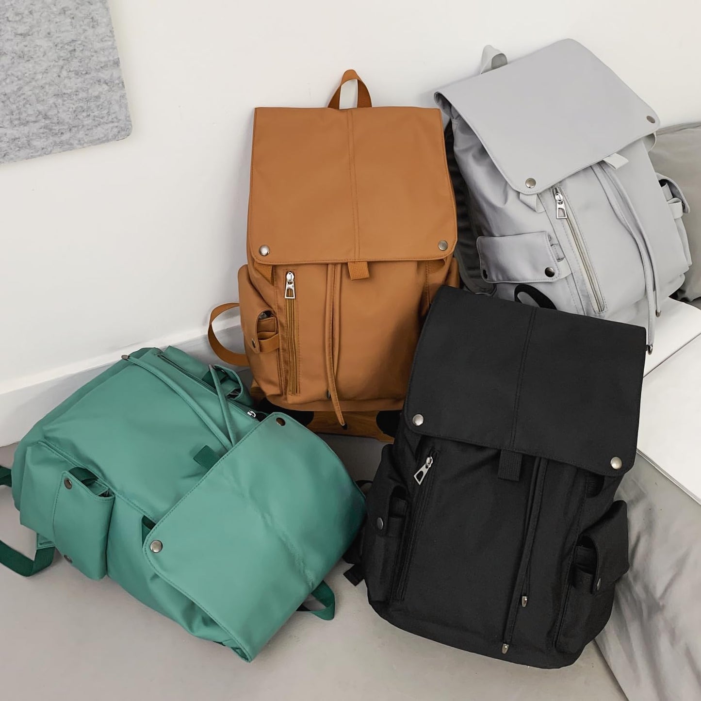 Leaper Vintage Canvas Leather Travel Rucksack Military Backpack Hiking Daypack