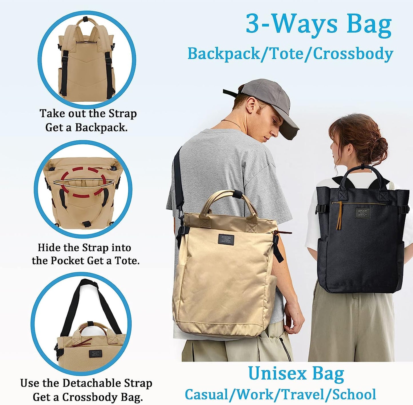 BASICPOWER Backpack Purse for Women Diaper Bag Travel Laptop Casual Bookbag Work Nurse Teacher Bag 15.6-in Computer