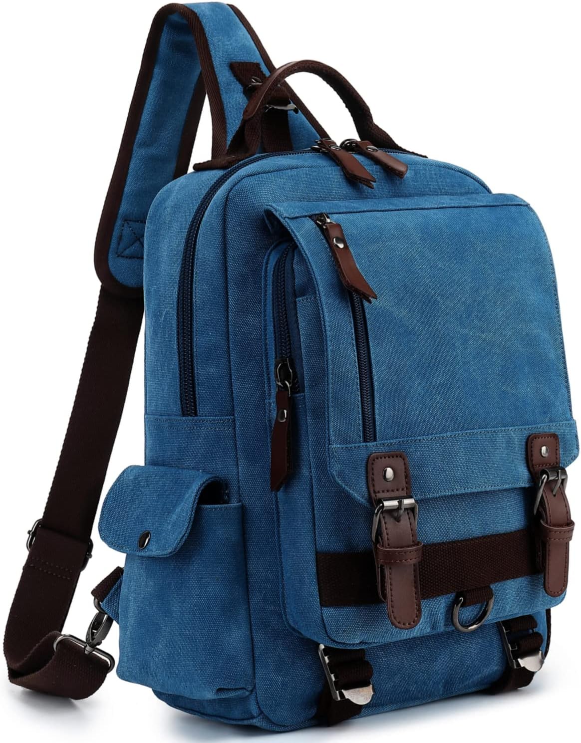 Leaper Canvas Messenger Bag Sling Bag Cross Body Bag Shoulder Bag Black, L