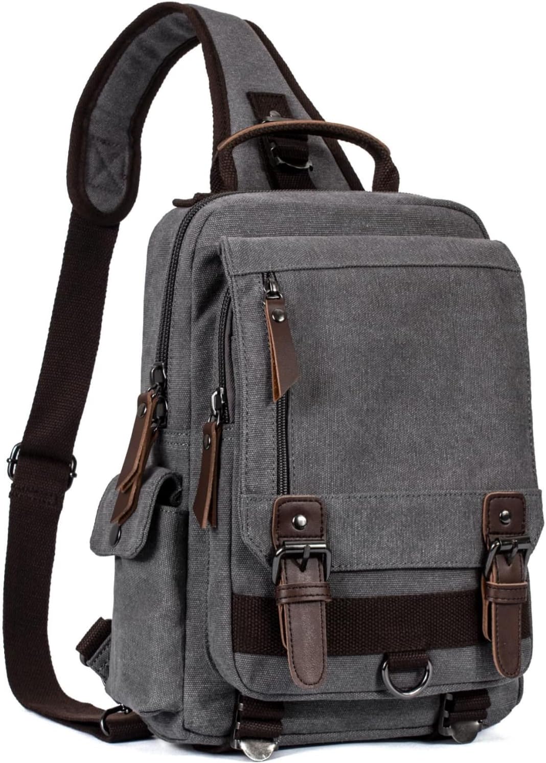 Leaper Canvas Messenger Bag Sling Bag Cross Body Bag Shoulder Bag Black, L