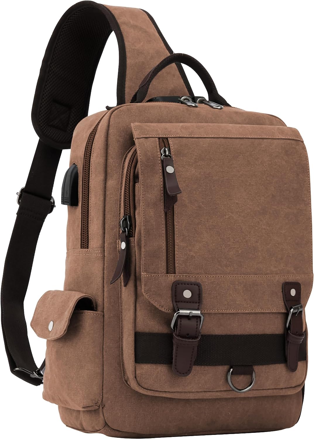 Leaper Canvas Messenger Bag Sling Bag Cross Body Bag Shoulder Bag Black, L