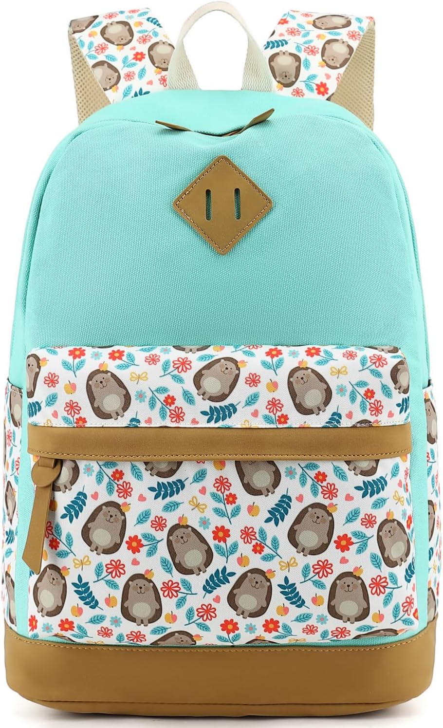 Leaper Girls Cute Floral Canvas Backpack Laptop Backpack Casual Shoulder Bag Satchel Daypack Black