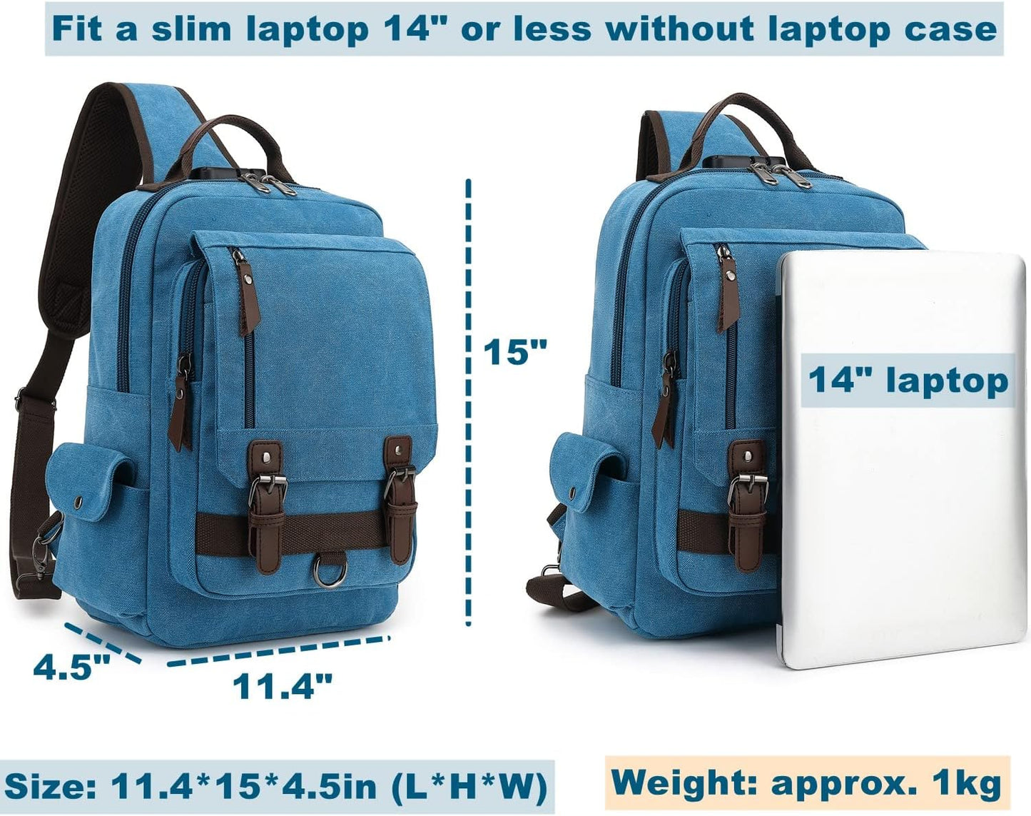 Leaper Canvas Messenger Bag Sling Bag Cross Body Bag Shoulder Bag Black, L