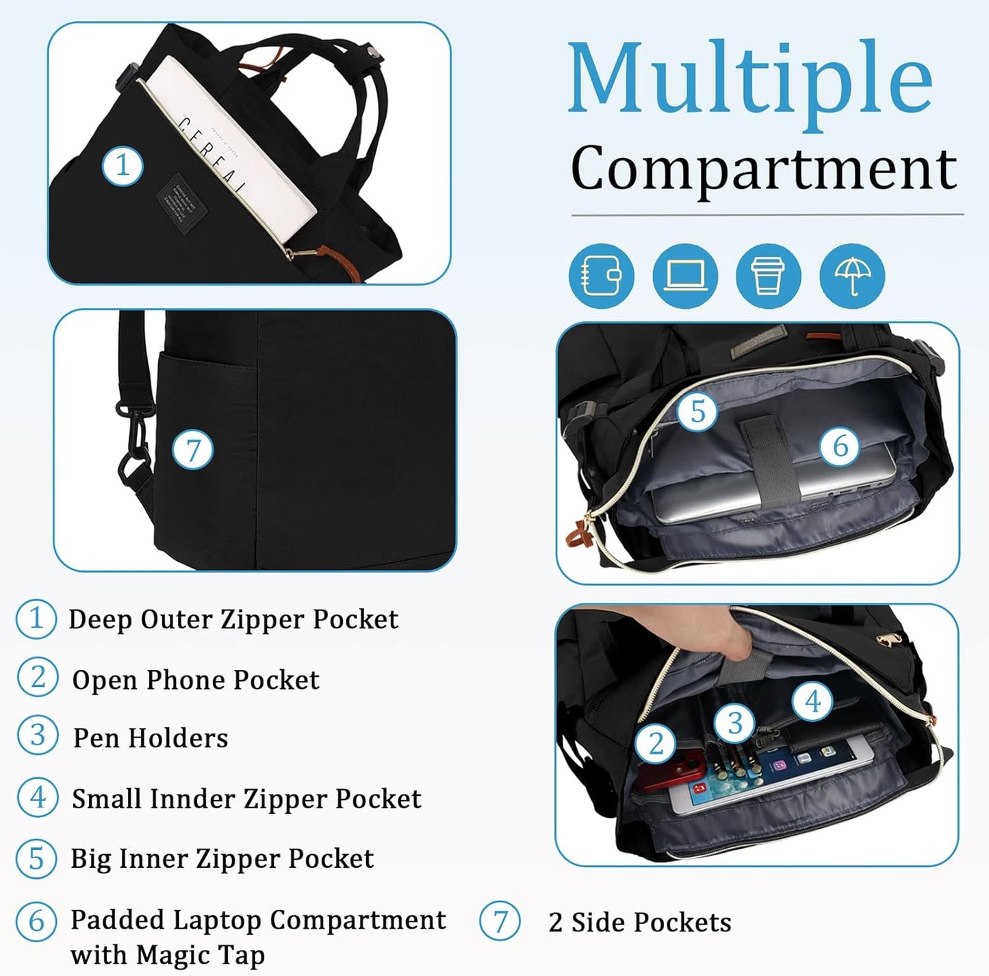 BASICPOWER Backpack Purse for Women Diaper Bag Travel Laptop Casual Bookbag Work Nurse Teacher Bag 15.6-in Computer