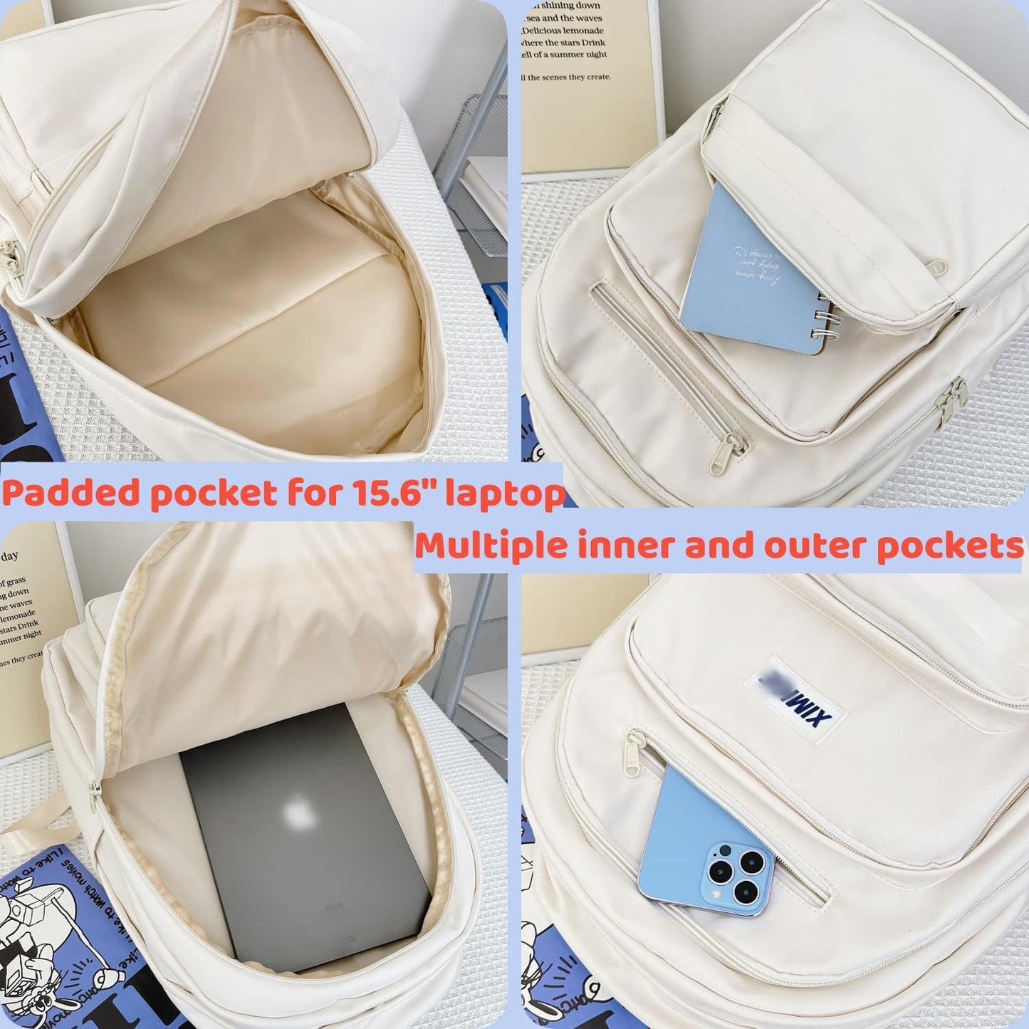 Leaper Water-resistant Laptop Backpacks for Women Lightweight Travel Bag Casual Daypack Black
