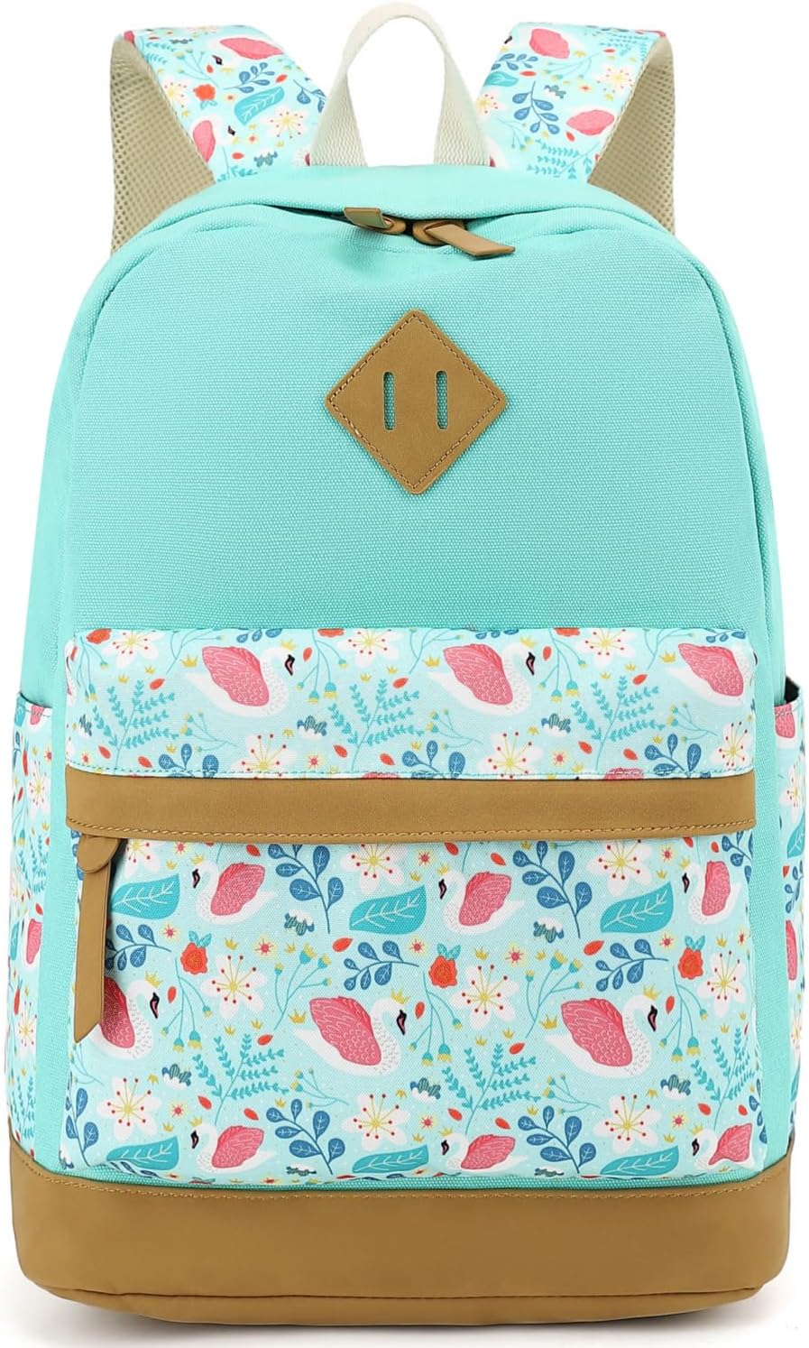 Leaper Girls Cute Floral Canvas Backpack Laptop Backpack Casual Shoulder Bag Satchel Daypack Black