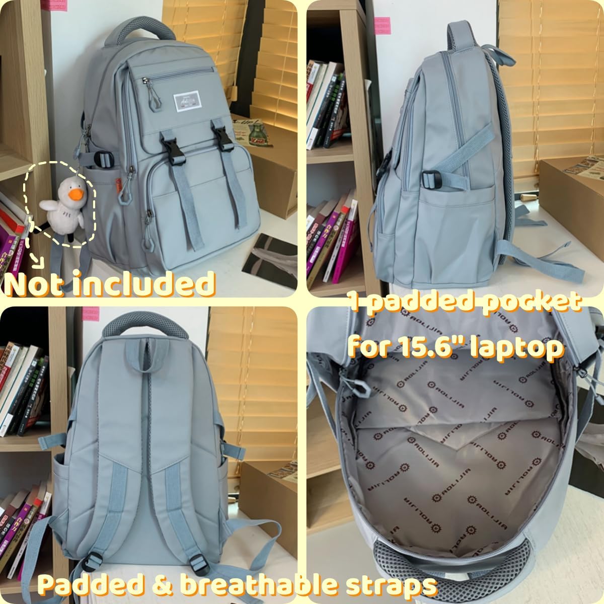 Leaper Water-resistant Laptop Backpacks Lightweight Shoulder Bag for Men Women Casual Daypack Black