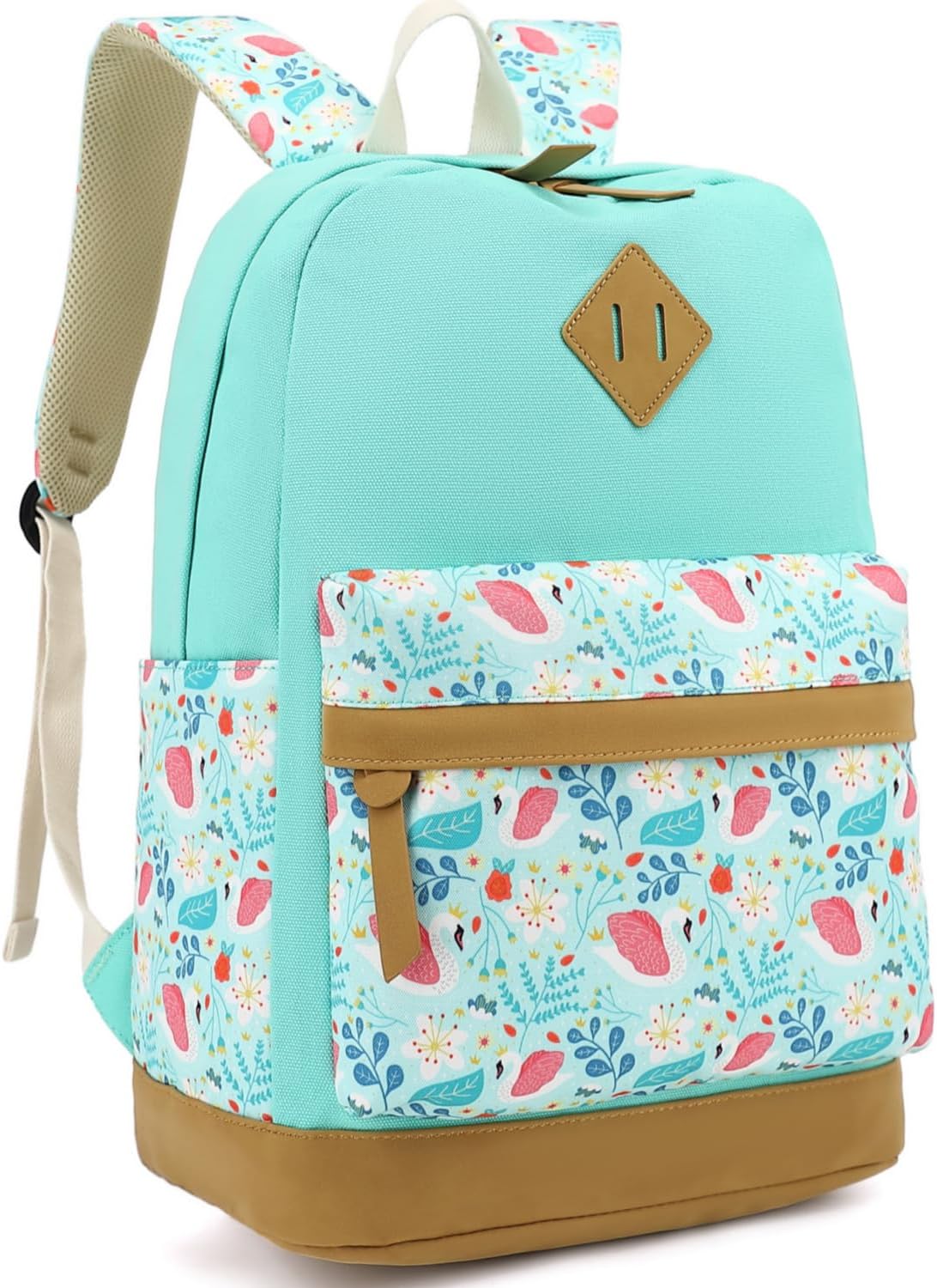 Leaper Girls Cute Floral Canvas Backpack Laptop Backpack Casual Shoulder Bag Satchel Daypack Black