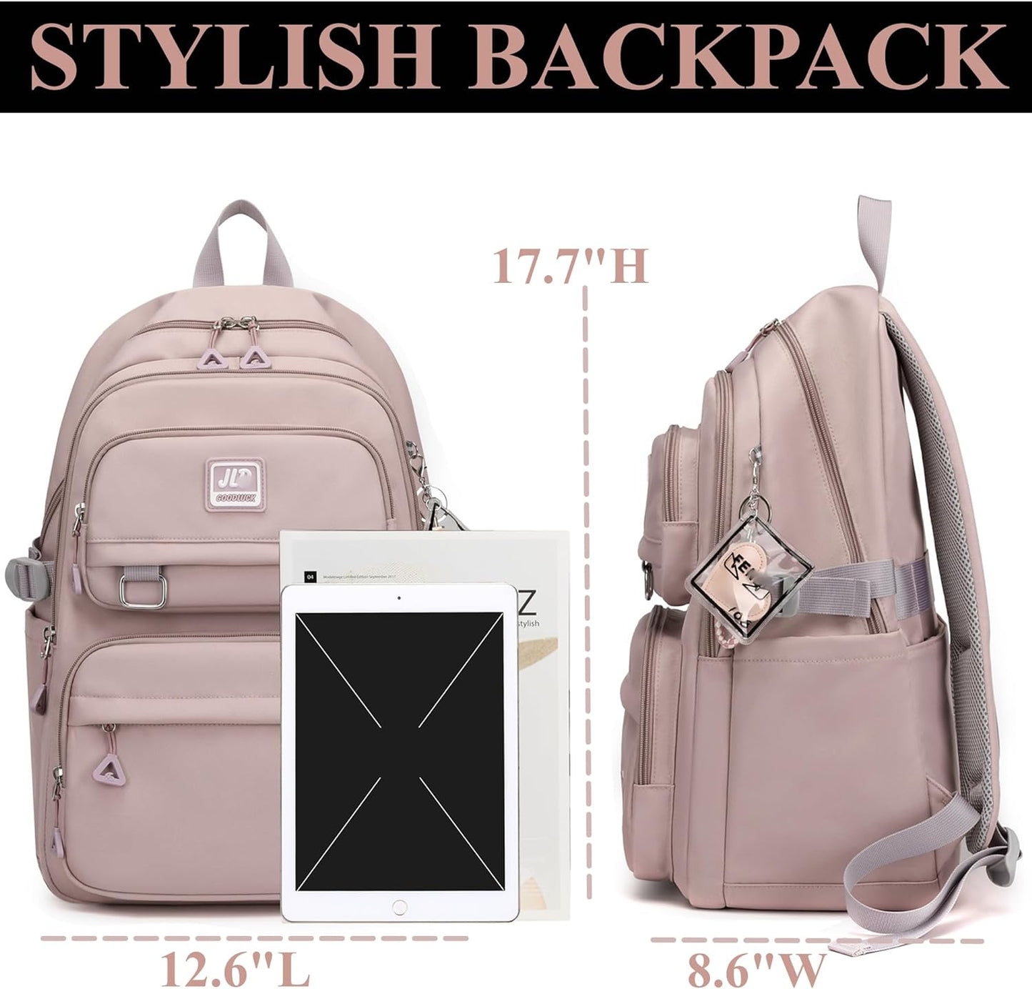 Leaper Water-resistant Laptop Backpacks Lightweight Shoulder Bag for Men Women Casual Daypack Black