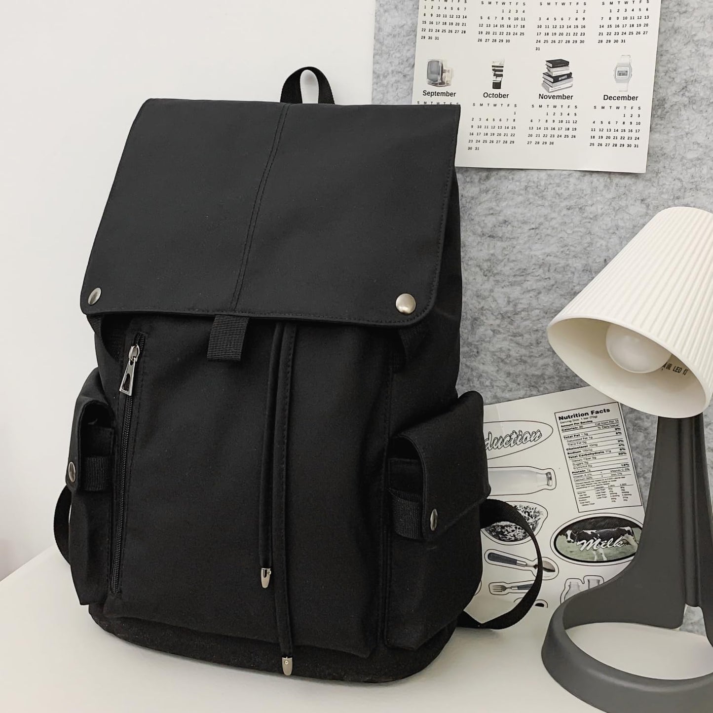 Leaper Vintage Canvas Leather Travel Rucksack Military Backpack Hiking Daypack