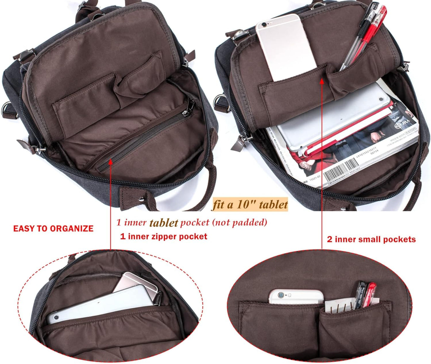 Leaper Canvas Messenger Bag Sling Bag Cross Body Bag Shoulder Bag Black, L