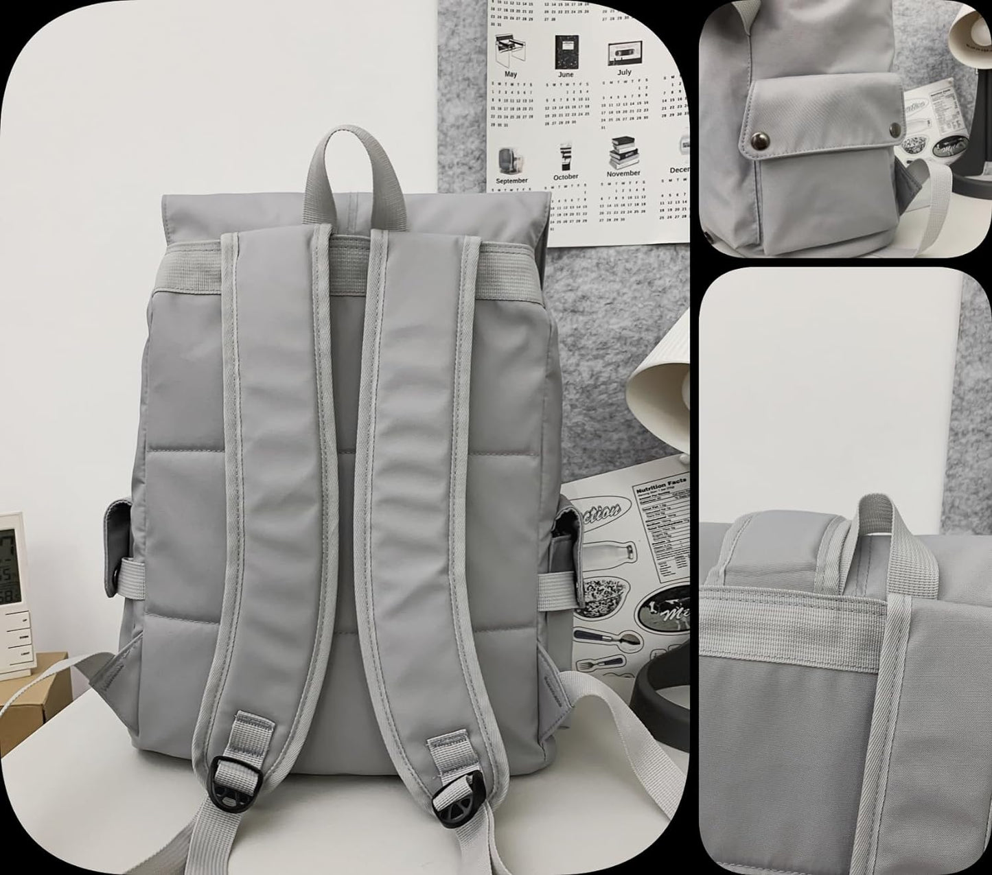 Leaper Vintage Canvas Leather Travel Rucksack Military Backpack Hiking Daypack