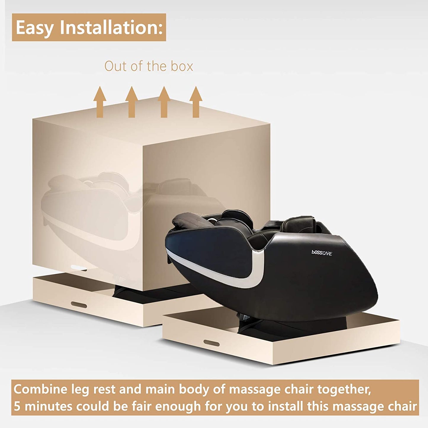 BOSSCARE Massage Chair Recliner with Zero Gravity, Full Body Airbag Massage Chair with Bluetooth Speaker, Foot Roller