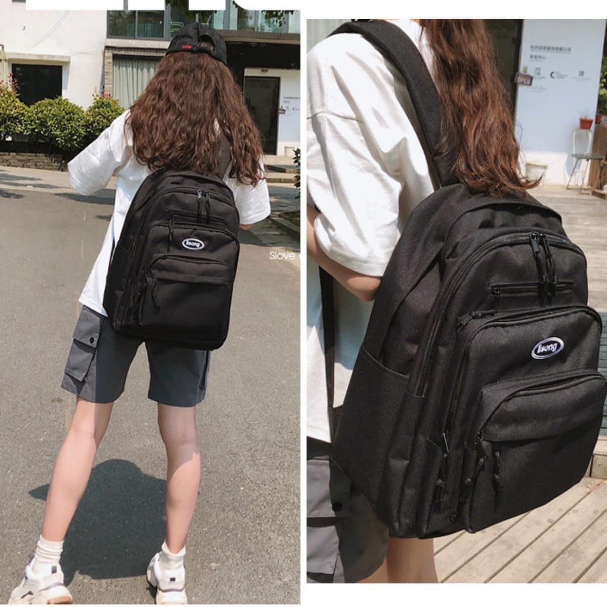 Leaper Water-resistant Laptop Backpacks for Women Lightweight Travel Bag Casual Daypack Black