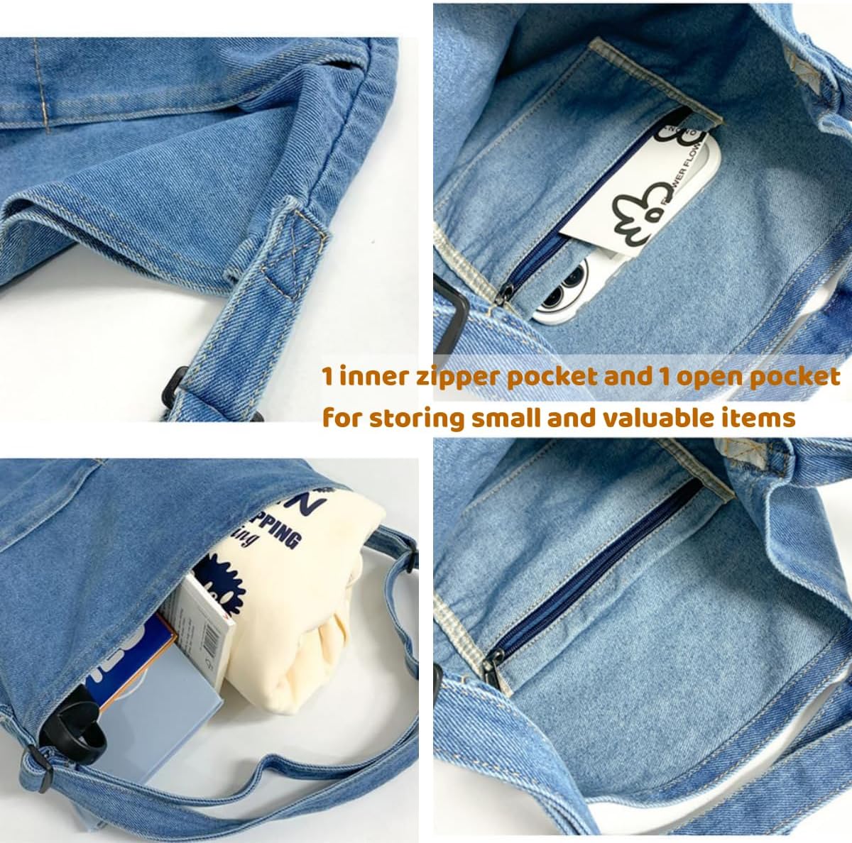 Leaper Women's Hobo Handbags Denim Shoulder Bag Lightweight Retro Travel Crossbody Handbag for Women