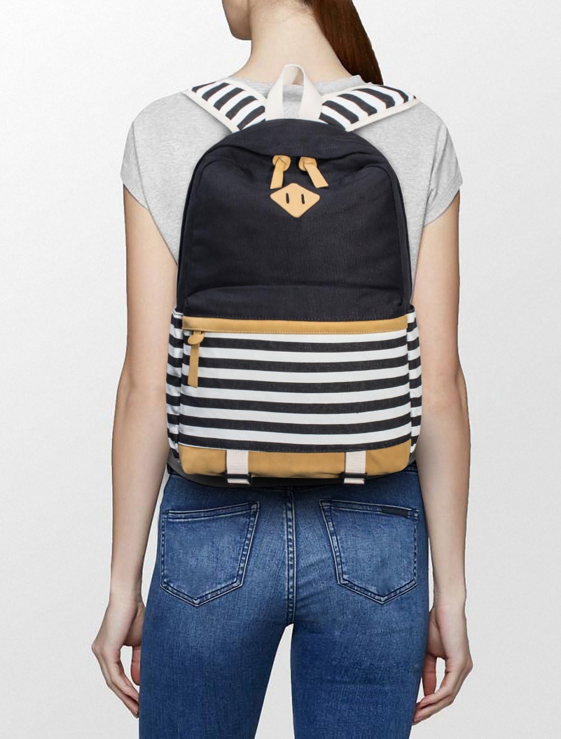 Leaper Water-resistant Laptop Backpacks for Women Lightweight Bag Casual Bookbag Black