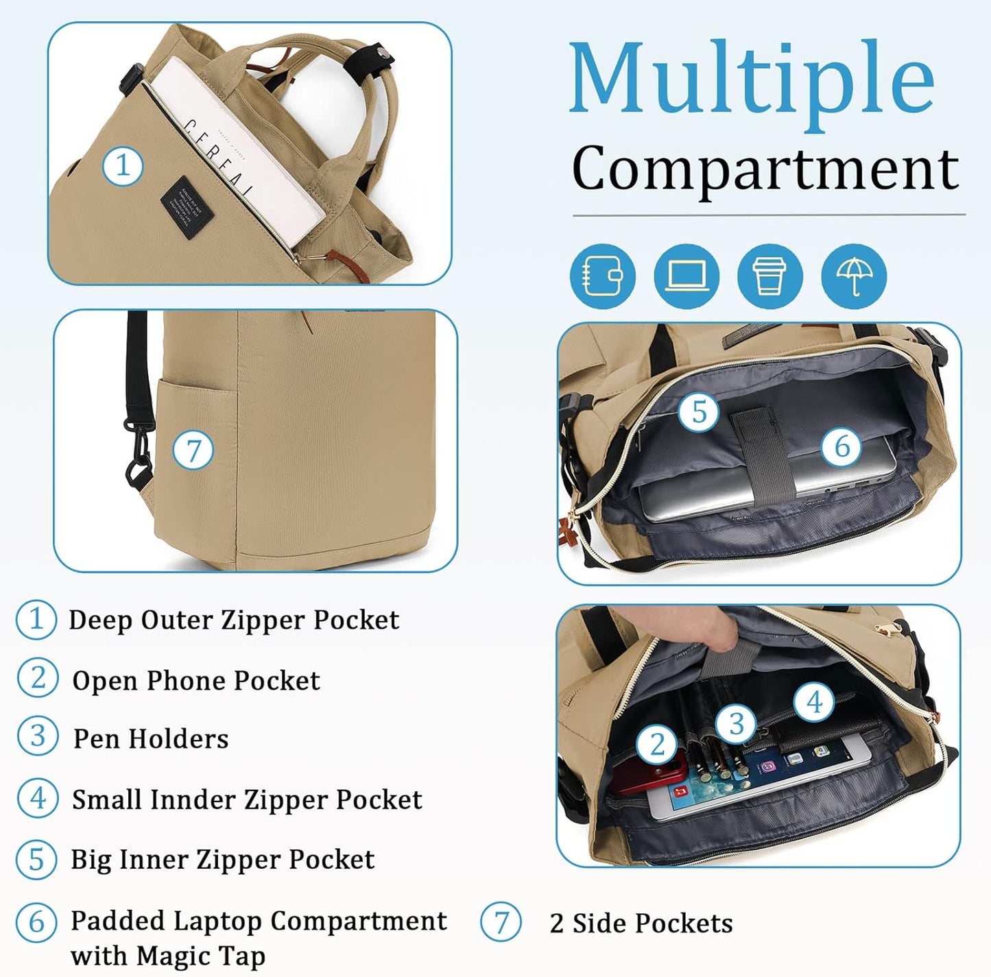BASICPOWER Backpack Purse for Women Diaper Bag Travel Laptop Casual Bookbag Work Nurse Teacher Bag 15.6-in Computer