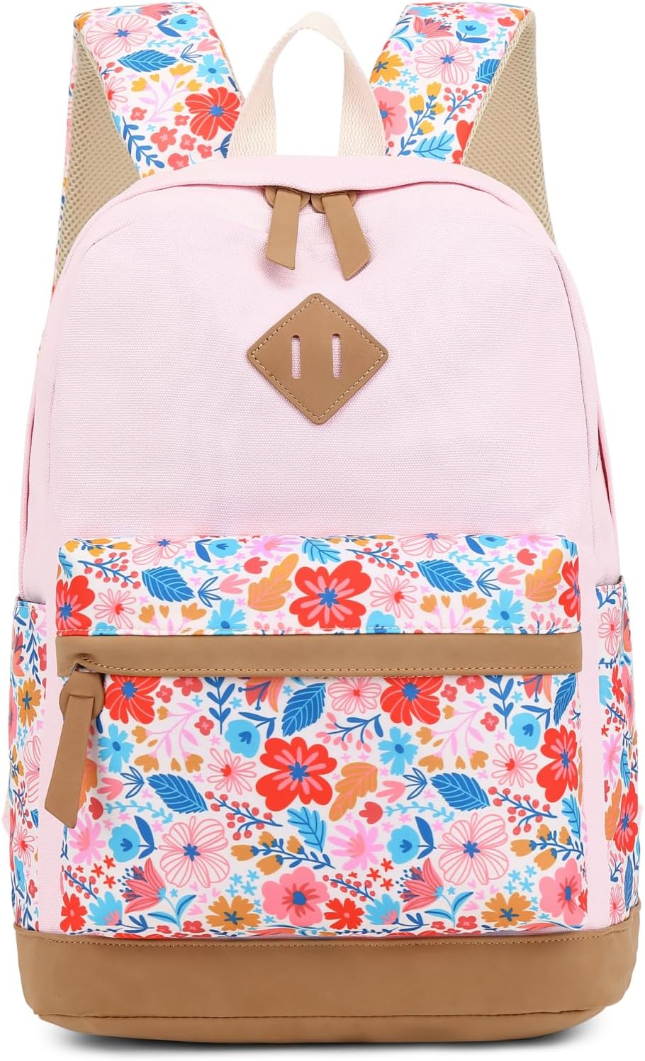 Leaper Girls Cute Floral Canvas Backpack Laptop Backpack Casual Shoulder Bag Satchel Daypack Black