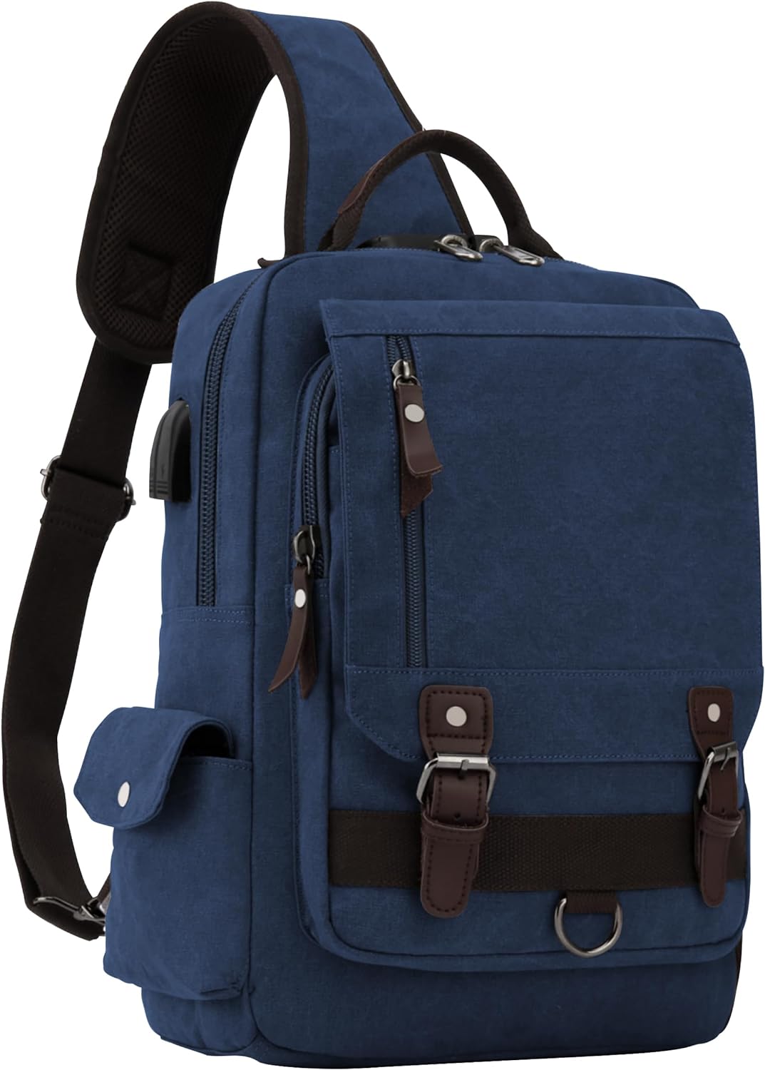 Leaper Canvas Messenger Bag Sling Bag Cross Body Bag Shoulder Bag Black, L