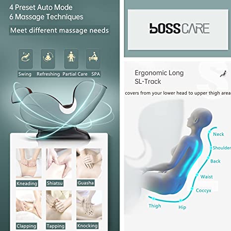 BOSSCARE Small Massage Chairs SL Track Full Body Massage Recliner, Shiatsu Recliner, Space-Saving Design, Zero Gravity, Bluetooth Speaker