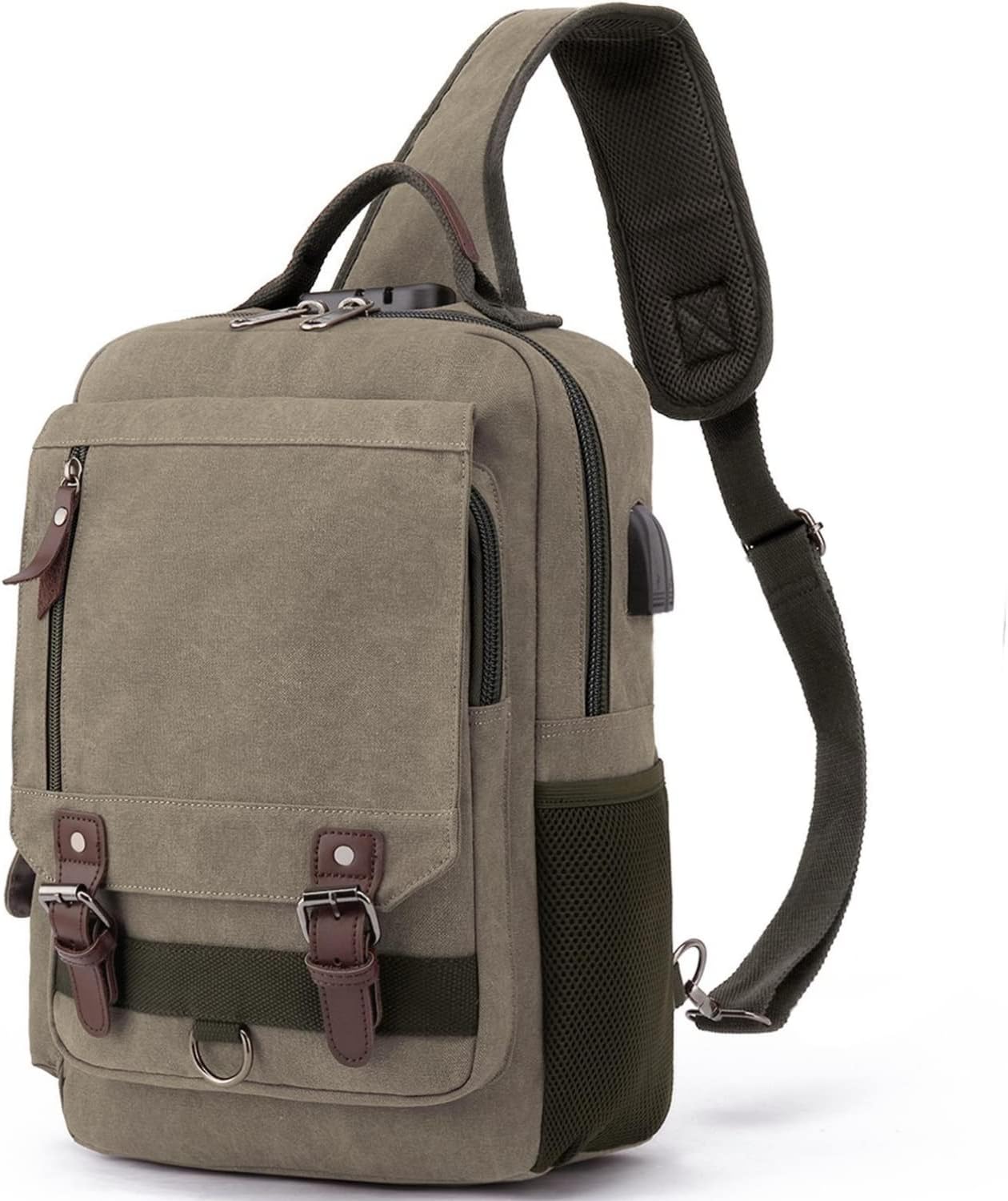 Leaper Canvas Messenger Bag Sling Bag Cross Body Bag Shoulder Bag Black, L