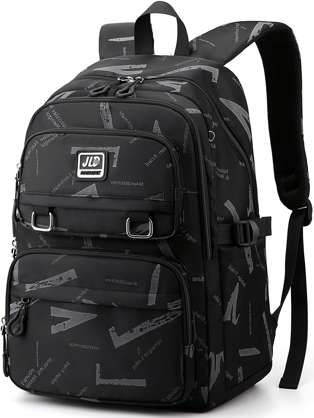 Leaper Water-resistant Laptop Backpacks Lightweight Shoulder Bag for Men Women Casual Daypack Black