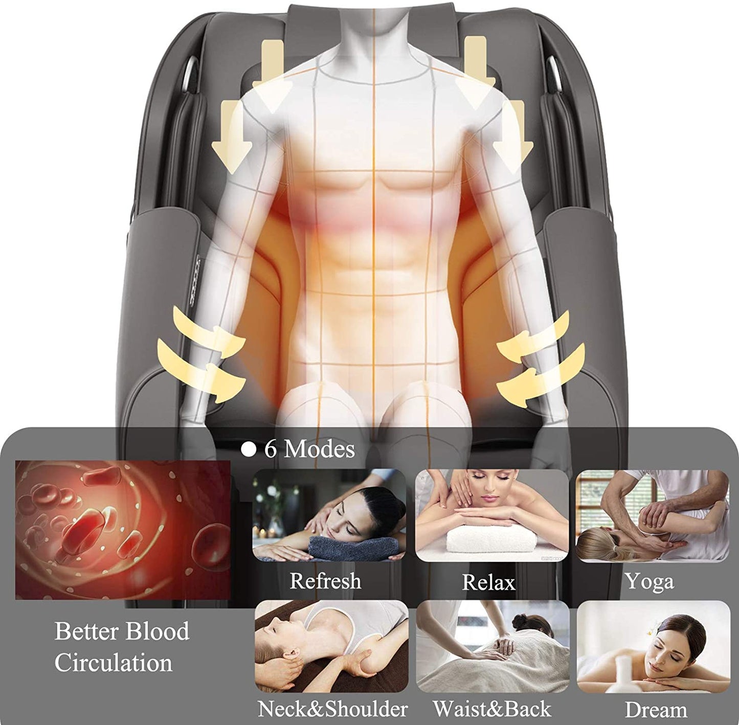 BOSSCARE Massage Chair Recliner with Zero Gravity, Full Body Airbag Massage Chair with Bluetooth Speaker, Foot Roller