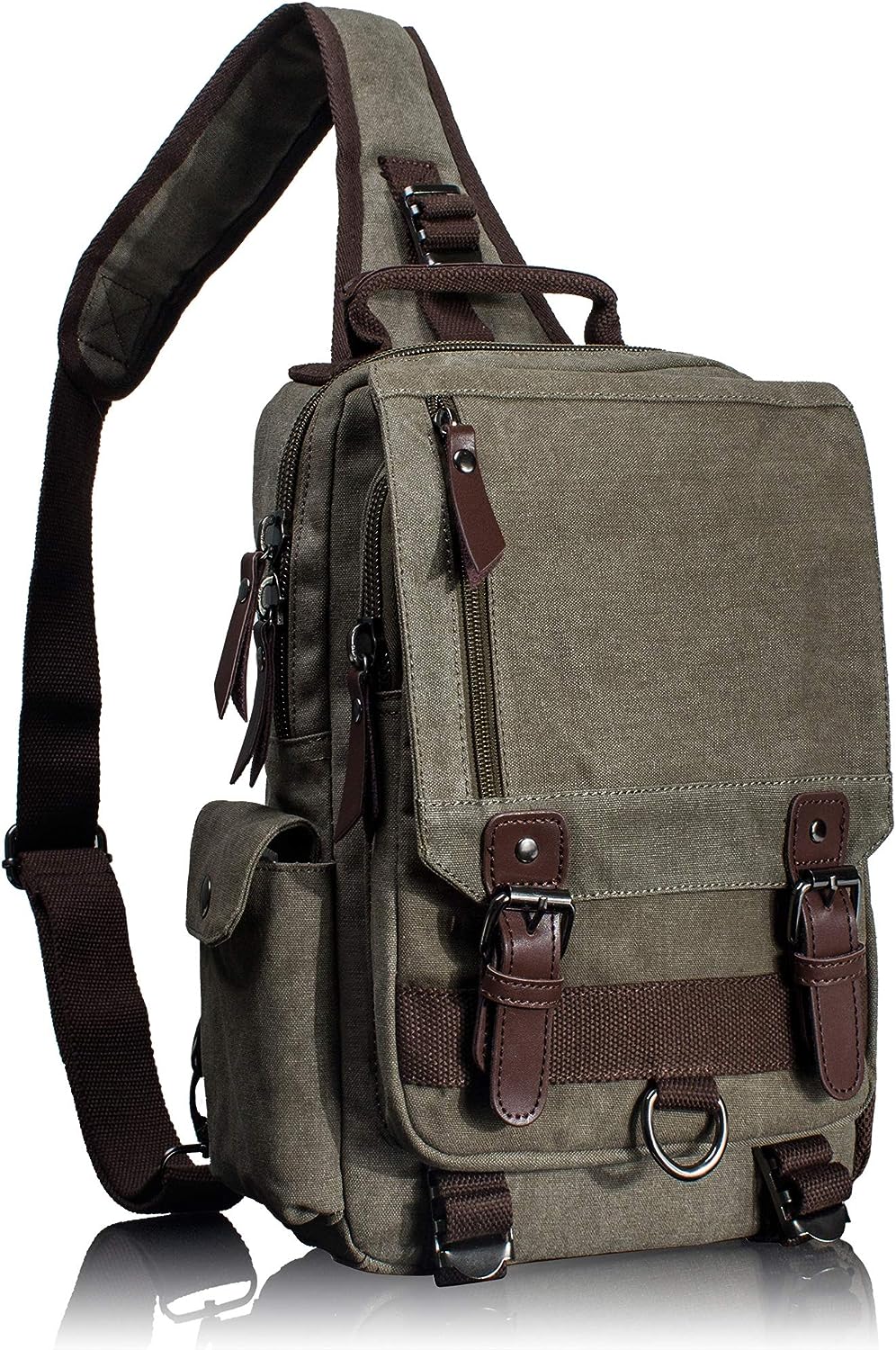 Leaper Canvas Messenger Bag Sling Bag Cross Body Bag Shoulder Bag Black, L