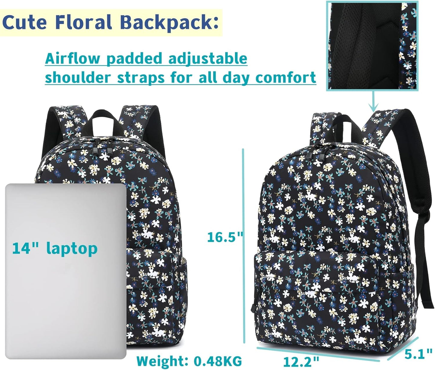 Leaper Fashion Water Resistant School Backpack for Women Beige