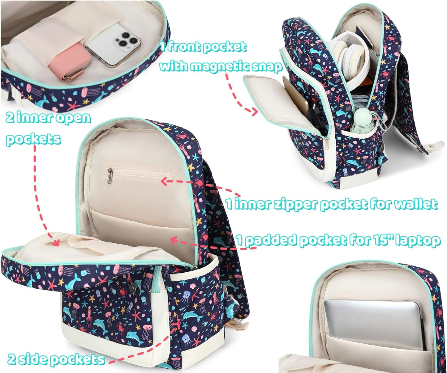 Leaper Cute Laptop Backpack Canvas Bag Daypack Satchel
