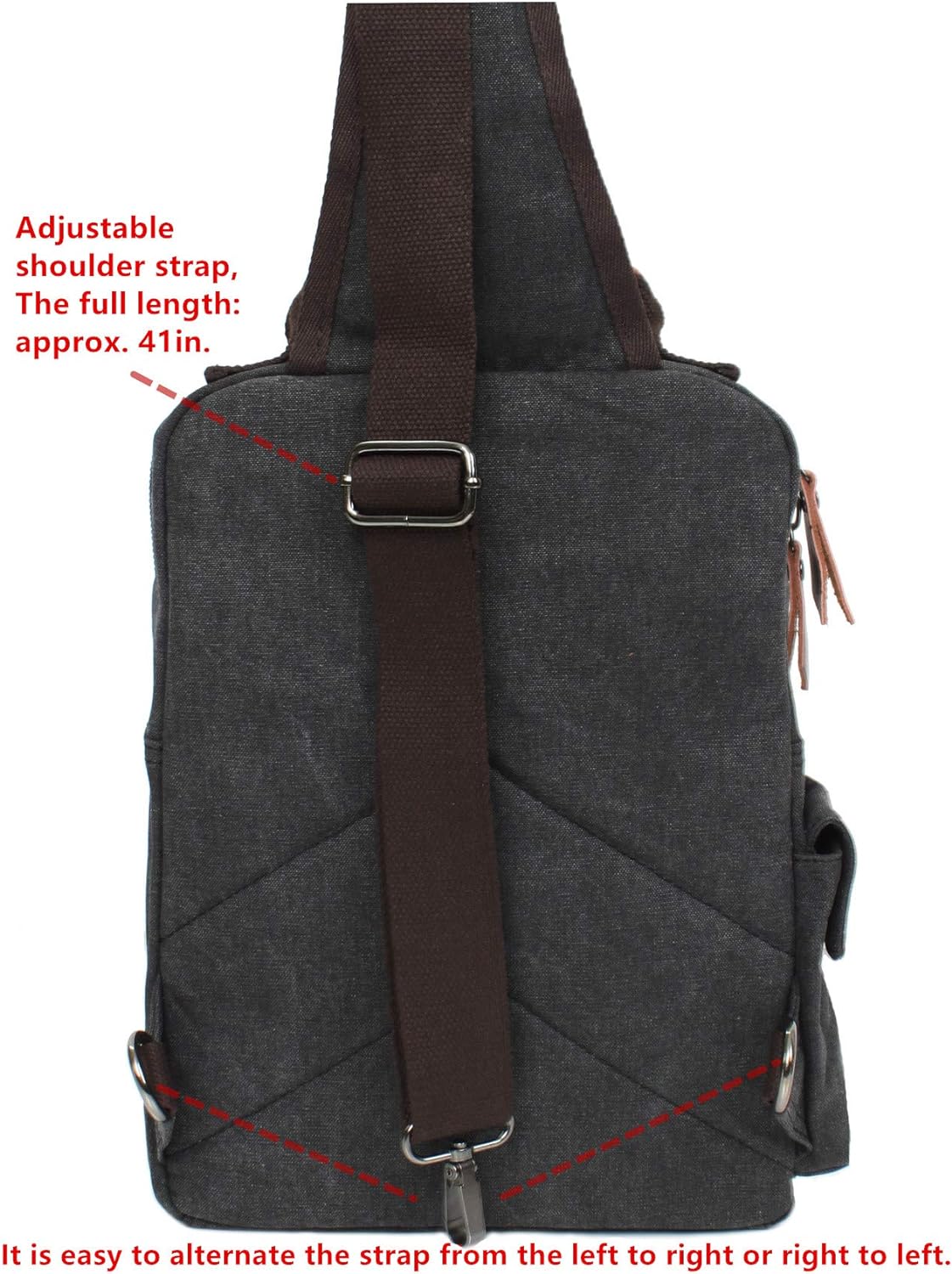 Leaper Canvas Messenger Bag Sling Bag Cross Body Bag Shoulder Bag Black, L