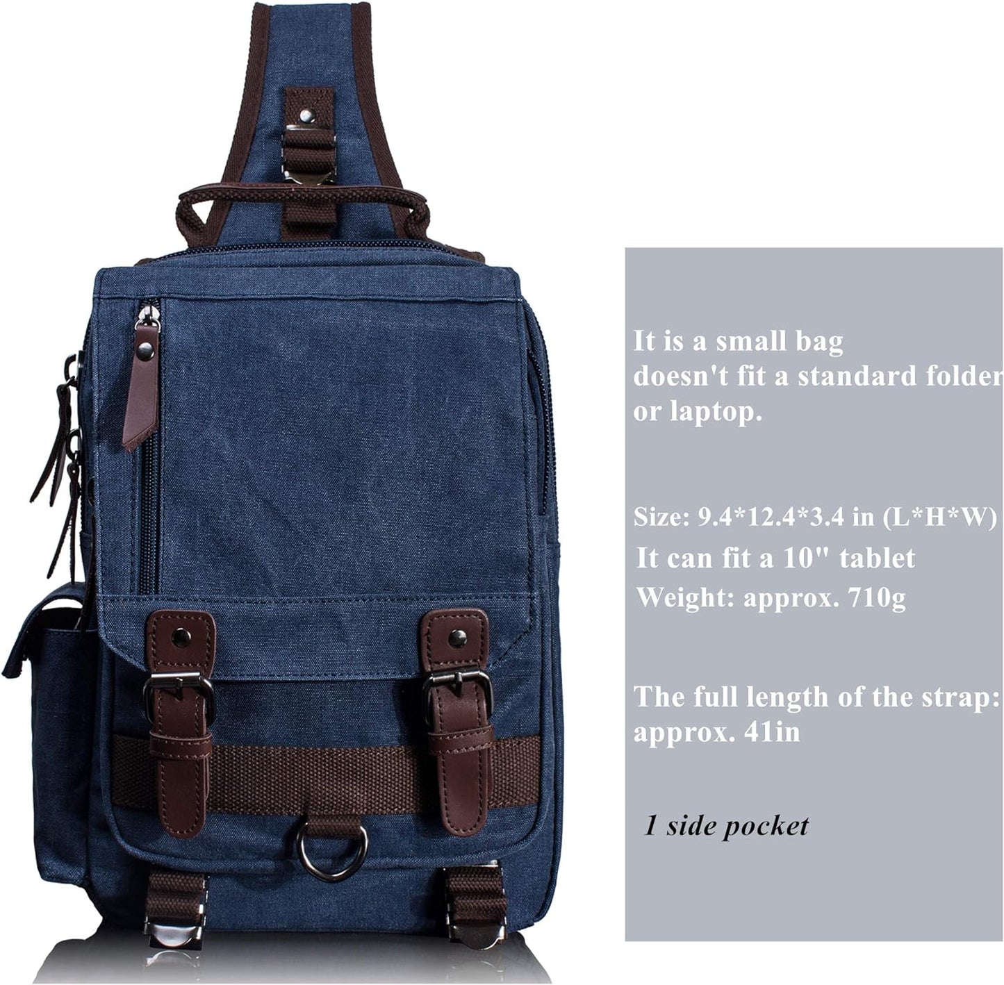 Leaper Canvas Messenger Bag Sling Bag Cross Body Bag Shoulder Bag Black, L