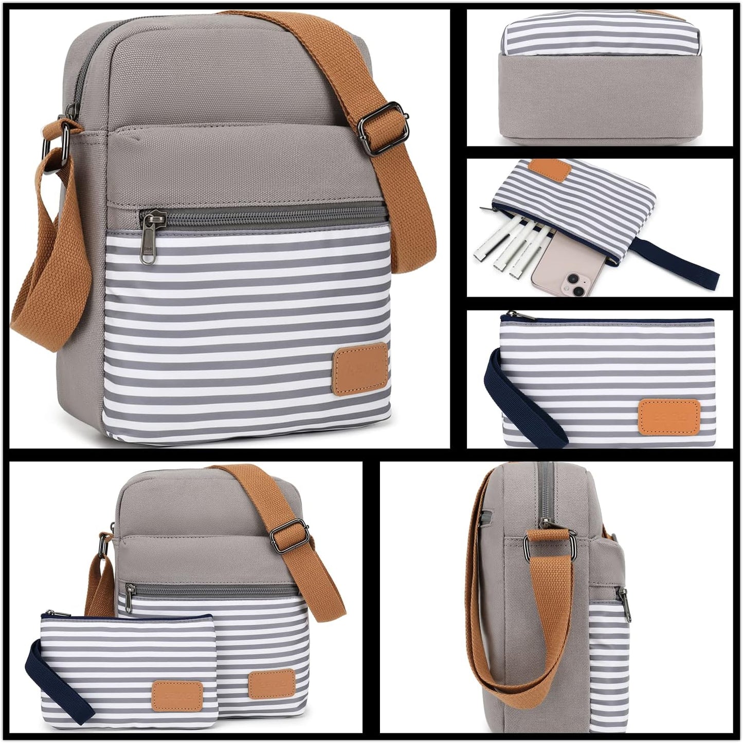 Leaper Girls Crossbody Purses for Kids 2 PCS Cross Body Bag Women Messenger Bag Girls Canvas Bag Cross Body Purse Set