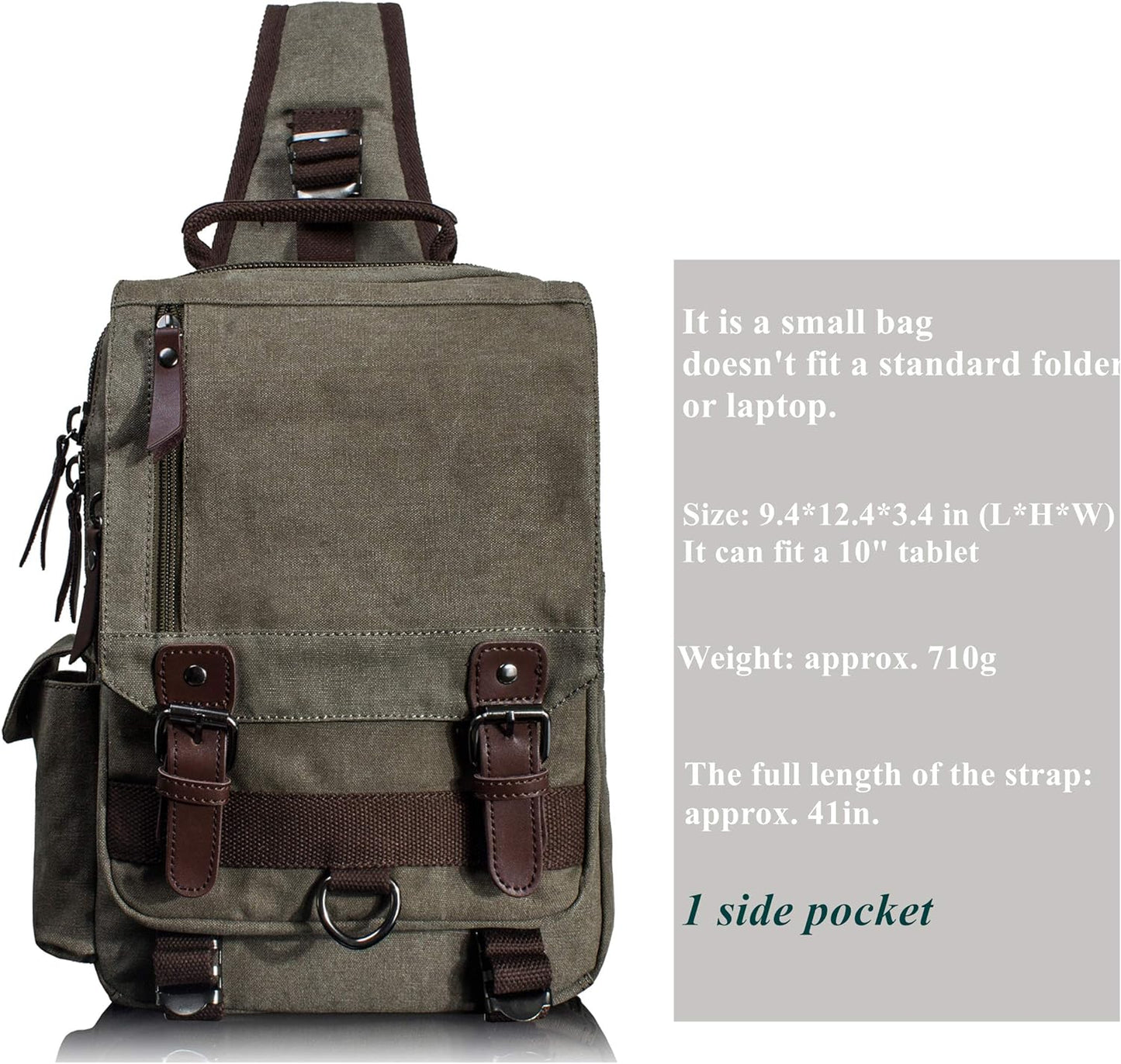 Leaper Canvas Messenger Bag Sling Bag Cross Body Bag Shoulder Bag Black, L