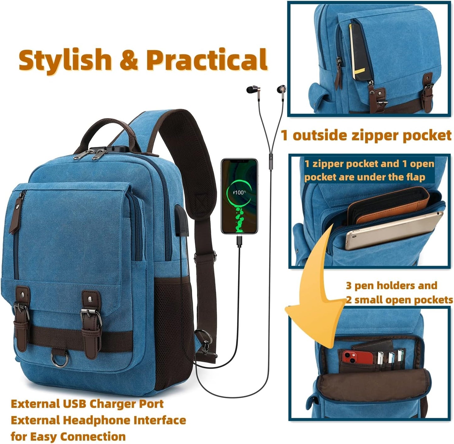 Leaper Canvas Messenger Bag Sling Bag Cross Body Bag Shoulder Bag Black, L