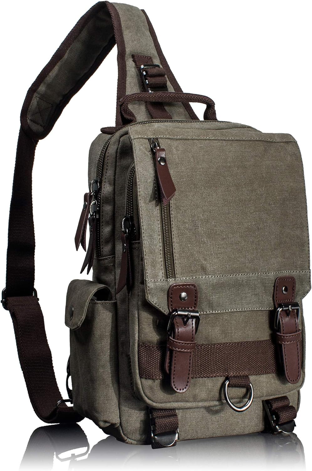 Leaper Canvas Messenger Bag Sling Bag Cross Body Bag Shoulder Bag Black, L