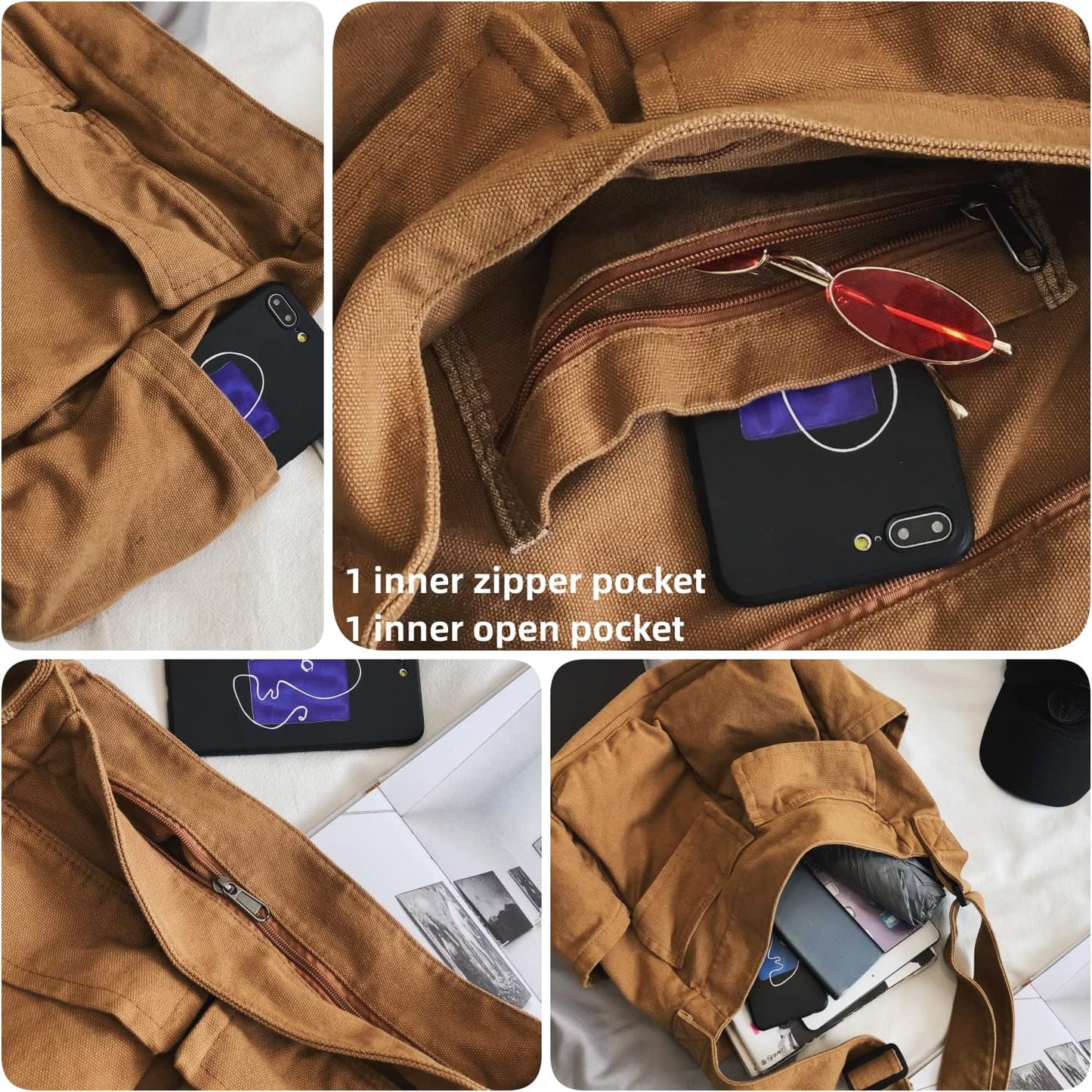 Leaper Canvas Hobo Crossbody Handbag for Women and Men Shoulder Bag Casual Tote Bag
