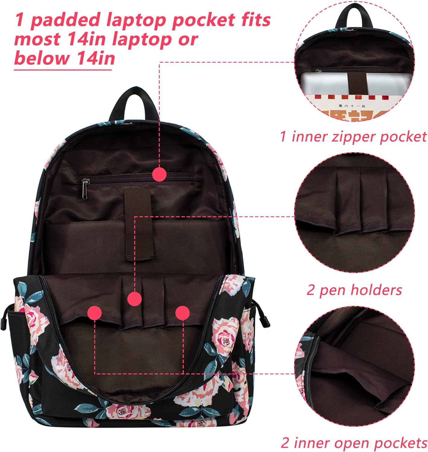 Leaper Fashion Water Resistant School Backpack for Women Beige